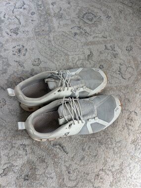 On Cloud Women’s Athletic Sneakers in Light Gray and White